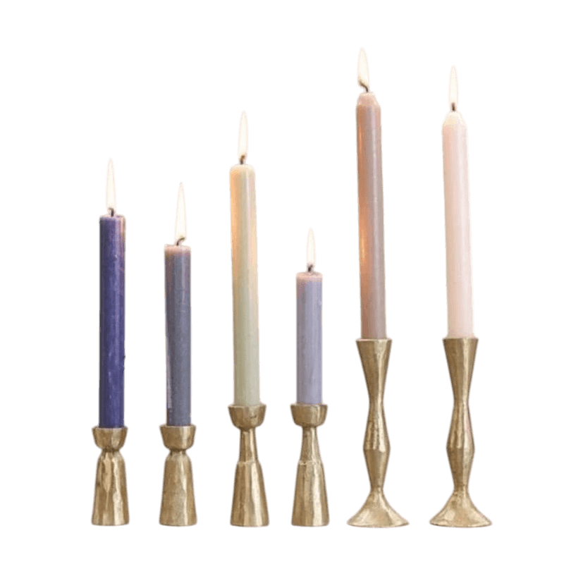 IRON BLACK TAPER CANDLE HOLDER SET OF 6